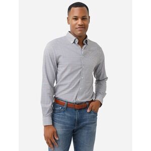 Johnnie-O Asheville Shirt Mens Medium Blue Amber Check Plaid Size Medium